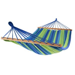 Hängmatta 2 personer XL 220 x 160 cm - Tvärstång - Blå & Grön