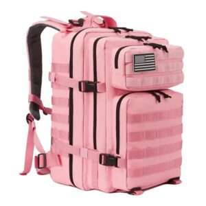 Taktisk ryggsäck, 45L kapacitet, polyester material, mjuk ryggdesign,Rosa