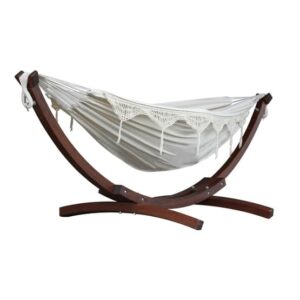 Vivere - Cotton Hammock With Solid Pine Stand (260 Cm) - Hängmatta Dubbel - Natural