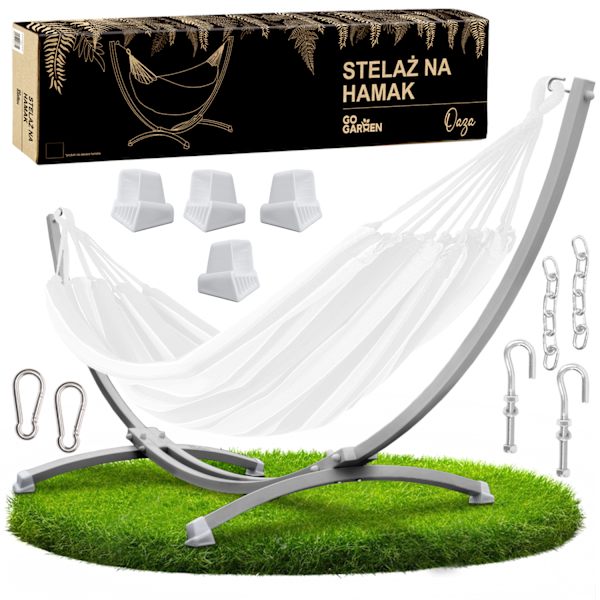 Hängmattstativ, hängmattstativ för trädgården, två personer, metall, grå, stark, 250 kg