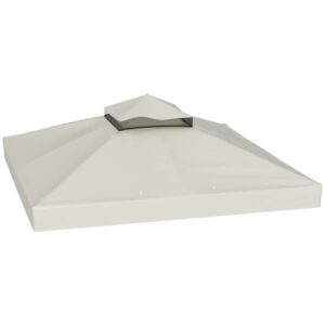 Paviljongtak 3x3 m utan ram, vattentätt oxford 370 g/m² dubbeltak, ljusgrå