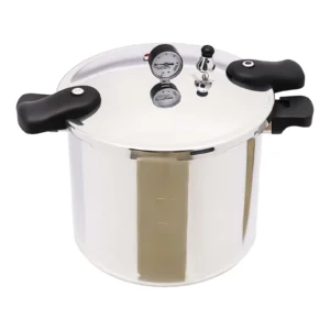 22 L tryckkonserveringsgryta/tryckkokare i aluminiumlegering, 32 cm, 90 kPa, tjockväggig, manometer & säkerhetsventil, ljusgrå