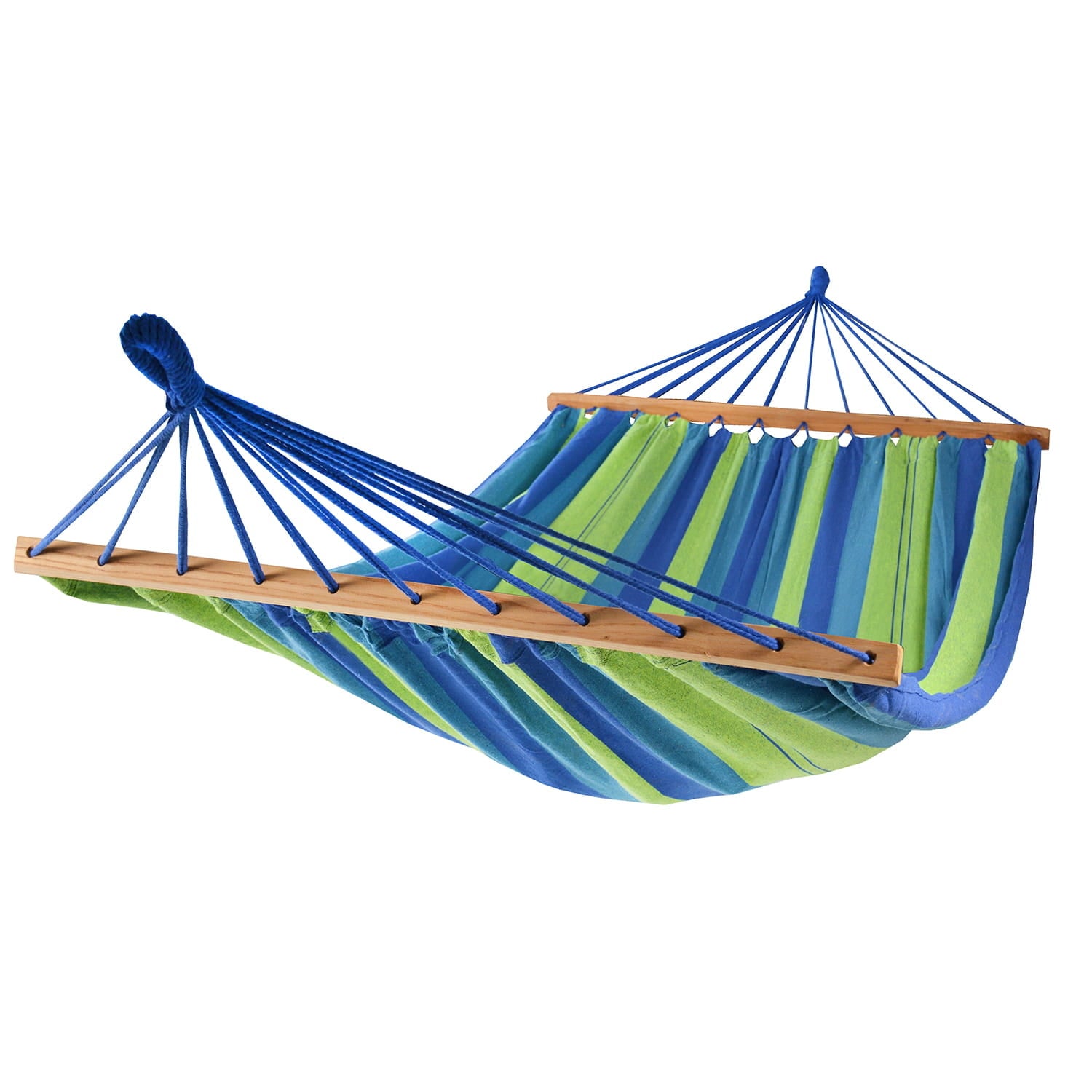Hängmatta 2 personer XL 220 x 160 cm - Tvärbalk - Blå & Grön