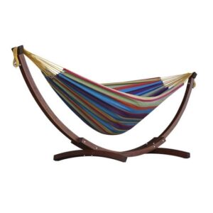 Vivere - Cotton Hammock With Solid Pine Stand (260 Cm) - Hängmatta Dubbel - Tropical