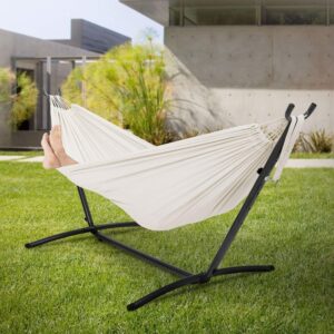 XXL-hängmatta med stålram upp till 250 kg Beige inkl. bärväska ML-Design