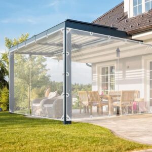 Transparent PVC-presenning - Utegardin/tarp - Vattentät - Extra kraftig - Dragkedja & förstärkta öljetter - 2,1 x 3 m - Trädgård/garage - Klar