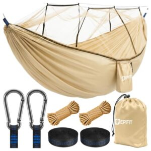 Turisthängmatta med myggnät, dubbel, stor, 330x140 cm, 200 kg, trädgård, RANGER sahara