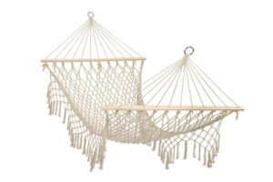 Hängmatta bohemisk med fransar ecru 200x100 cm max 150 kg