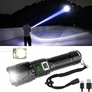 LED Ficklampa A09 set - 6000 Lumen, 50W, Uppladdningsbar & Taktisk & COB survival