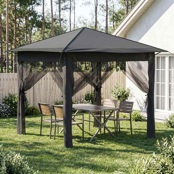 Paviljong med 4 sidoväggar 2,6 x 2,6 m Ljusgrå och antracit