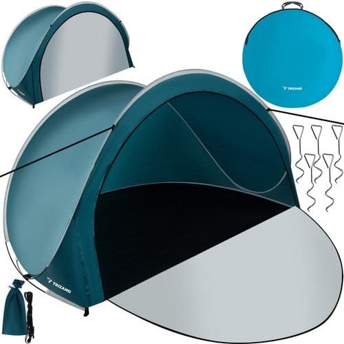 Pop-up strandtält 3-personers 200x120x110 cm blå/vit