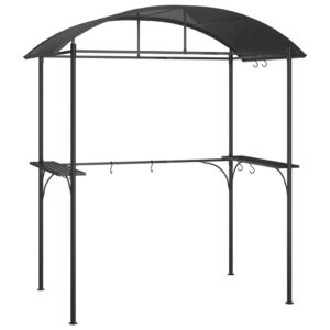 vidaXL Tak för grill med sidohyllor antracit 220x115x230 cm stål